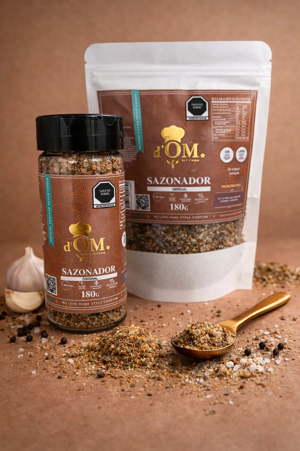 Combo | Bolsa Refill - 180 gramos de Sazonador y Salero de Vidrio 140 gramos